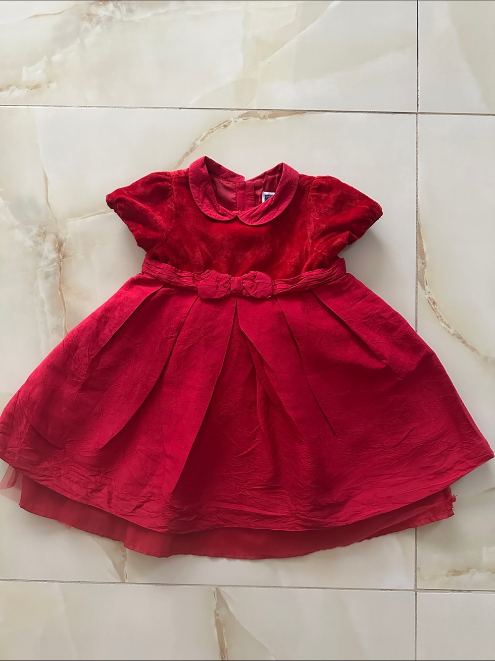 Janie and Jack Red Velvet Bow-Trim Holiday Dress